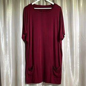 Red Oversized Boxy Tunic Short Sleeve